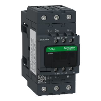 Contattore Schneider Electric, serie LC1D, 3 poli, 3 N/A, 80 A, 22 kW, bobina 24 V c.a.