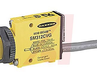 Sensore fotoelettrico Rettangolare Banner, sistema convergente, rilevamento 16 mm, uscita NPN/PNP