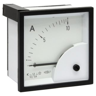 Amperometro analogico da pannello HOBUT, max 0/10A For 10/5A CT, c.a., foro L 72mm x H 72mm, Classe 1.5