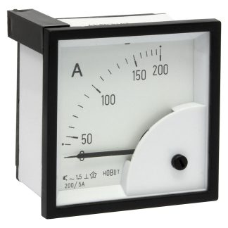 Amperometro analogico da pannello HOBUT, max 0/200A For 200/5A CT, c.a., foro L 72mm x H 72mm, Classe 1.5