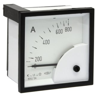Amperometro analogico da pannello HOBUT, max 0/800A For 800/5A CT, c.a., foro L 72mm x H 72mm, Classe 1.5