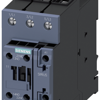 Contattore Siemens, serie Size S2, 3RT2, 3 poli, 1 NO + 1 NC, 40 A, 18,5 kW, bobina 24 V c.c.