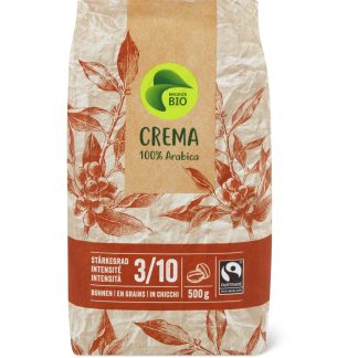 Migros Bio Fairtrade · Organic bean coffee · Crema 3/10