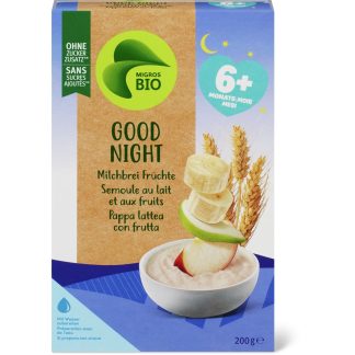 Migros Bio · Good night semolina with milk and fruit · From 6 months