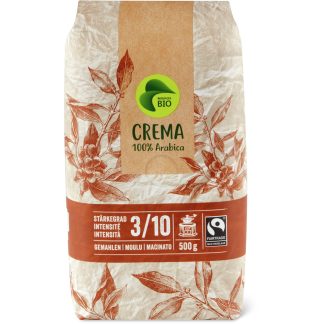 Migros Bio Fairtrade · Organic ground coffee · Crema 3/10