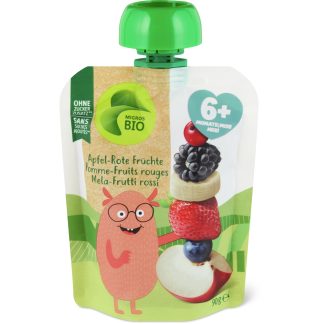 Migros Bio · Squeeze pouches for babies red berries · From 6 months