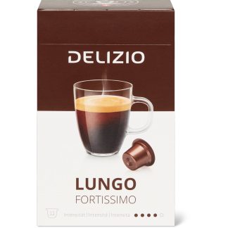 Delizio Lungo Fortissimo · Coffee Capsules · Rich and intense, Delizio system