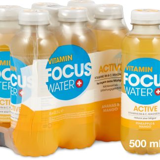 Focus Water Active · Vitamin water · pineapple & mango