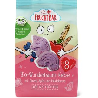 Fruchtbar Bio · Baby biscuits, apple, blueberry & spelt · From 8 months
