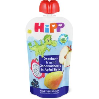 HiPP Bio Hippis · Squeeze pouches for babies dragon fruit, red currant, apple, pear · From 12 months