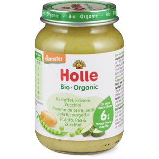 Holle Bio Demeter · Baby food jar with potatoes, peas and Zucchini · From 6 months