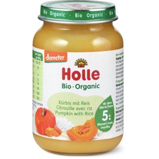 Holle Bio Demeter · Baby food jar with pumpkin and rice · From 5 months