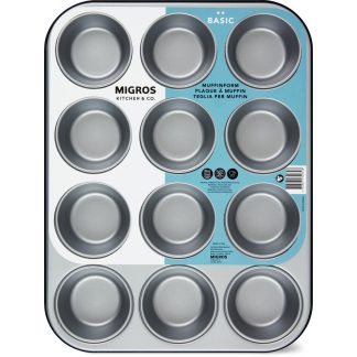 Migros Kitchen & Co. · Muffin tray · coated, steel, 35cm x 37cm x 3cm, 7cm diameter