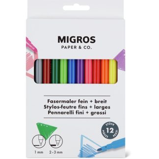 Migros Paper & Co. · Fine and broad felt-tip pens · 1mm & 2-3mm