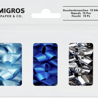 Migros Paper & Co. · Gift ribbons · Light blue, dark blue, silver