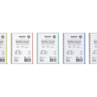 Migros Paper & Co. · Spiral notebook A6 · 4mm checkered, 50 papers, 70g/m2