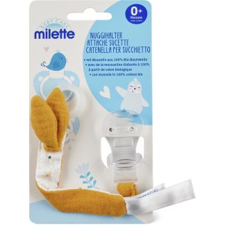 Milette Baby Care · Dummy clip · +0 months, koala, with muslin made from 100% organic cotton