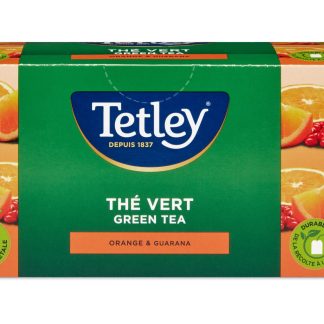 Tetley · flavored green tea · orange &guarana