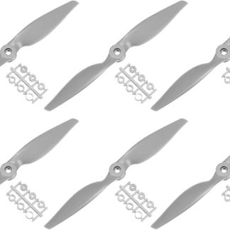 MECCANIXITY 6 шт. 10x5-дюймовые пропеллеры для радиоуправляемых самолетов, 2 лопасти, серые, с переходными кольцами.