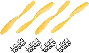Пропеллеры uxcell RC CW CCW 8045 8x4,5 дюйма, 2-лопастные, для самолетов с неподвижным крылом, нейлоновые, желтые, 2 пары с переходными кольцами.