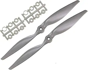 TOP-VIGOR 2 шт. CW RC пропеллеры 1170 11 x 7 дюймов, 2-лопастные, для радиоуправляемых моделей самолетов, с переходными кольцами, нейлоновые, серые.