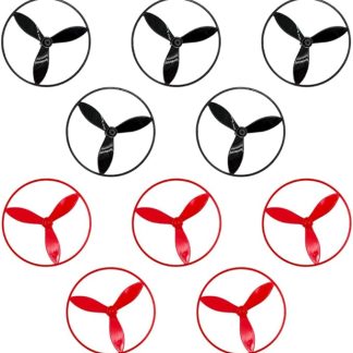 10 пластиковых 3-лопастных пропеллеров с защитным кольцом для самостоятельной сборки электрического вентилятора и ветряной мельницы (2 узких пропеллера разных цветов, 70 мм).