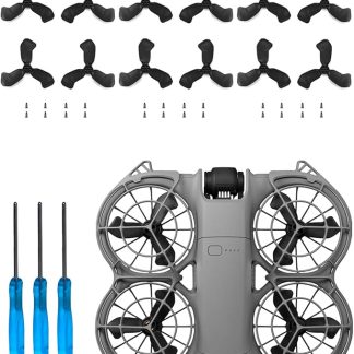 12 пропеллеров для DJI Neo 2 – сменные лопасти пропеллеров, легкая, тихая, малошумная конструкция, прочные и гибкие запасные части для дрона, черные.