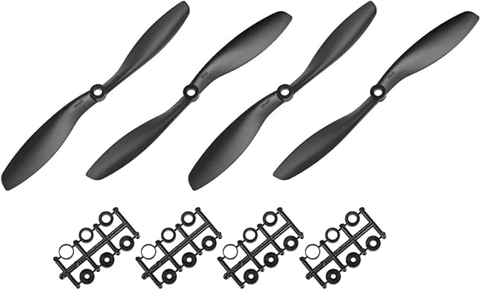Пропеллеры uxcell RC CW CCW 8045 8x4,5 дюйма, 2-лопастные, для самолетов, нейлоновые, черные, 2 пары с переходными кольцами.