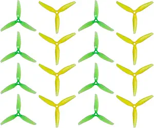 16 шт. пропеллеров для FPV-дронов: HQProp Ethix S4 Prop Lemon Lime 5x3.7x3 Tri-Blade 5 Inch Props для FPV-фристайл-гонок на 4S и 6S аккумуляторах, 8xCW и 8xCCW.