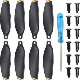 Набор из 8 лопастей пропеллеров MECCANIXITY Mini 2 для дрона DJI Mini 2, черного и золотистого цвета, с отверткой/винтом, быстросъемные, малошумные.