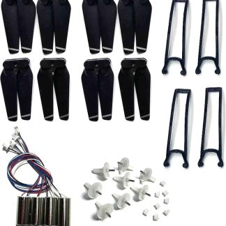 Комплектация FPV-дрона SG107 SG-107: двигатель, пропеллер, защита лопастей, защитное снаряжение.