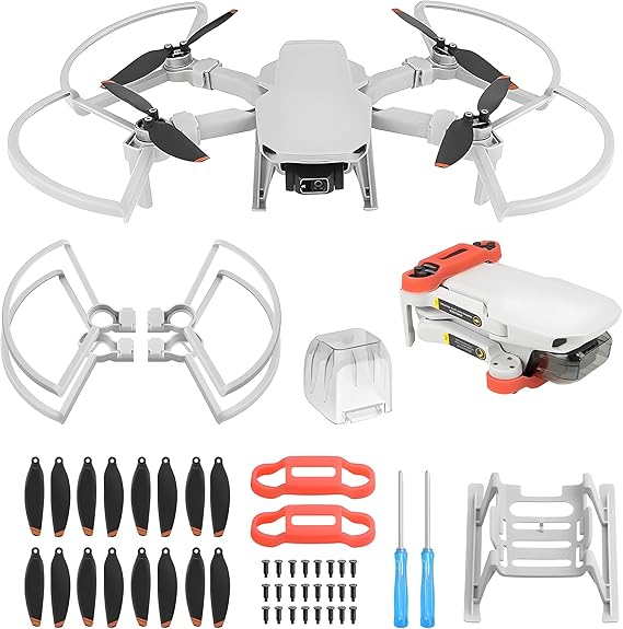Комплект из 24 пропеллеров для дронов DJI Mini 2 Series: защита пропеллеров, шасси, удлинитель ножек, держатель пропеллеров, крышка подвеса.
