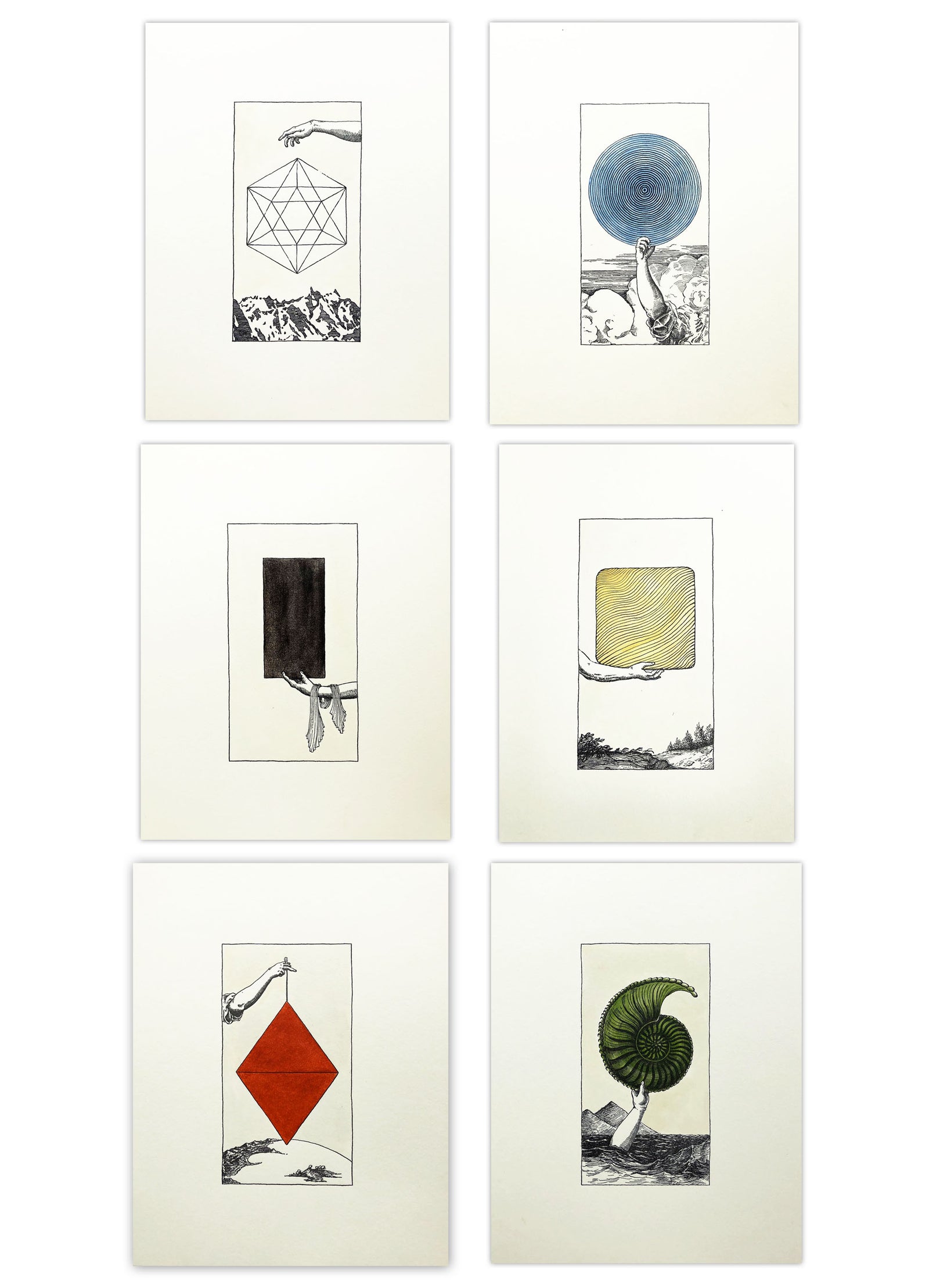 Supra: Sacred Geometry Hand-painted, Letterpress Print Suite