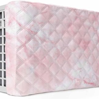 Чехол для внутреннего кондиционера T&H XHome - розовый мраморный текстурированный, двойная теплоизоляция, водонепроницаемый, регулируемый, с бесплатными эластичными ремнями, 25x18x3,5 дюйма.