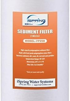 Сменный картриджный фильтр для воды iSpring FP25B высокой производительности, 20 x 4,5, для тонкого осадочного фильтра, 5 микрон, 1 шт., белый.