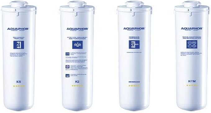 Комплект из четырех сменных фильтрующих картриджей AQUAPHOR Morion для системы обратного осмоса K2, K5, K7M, K50