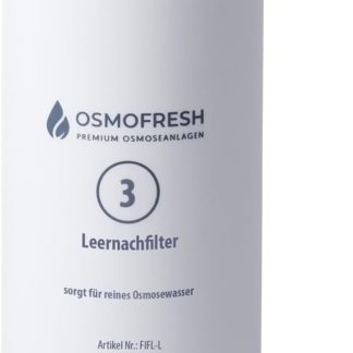 Пустой постфильтр OsmoFresh для Flow800 | Однопостный фильтр | № 3 | Для получения чистой воды, очищенной методом осмоса | Индивидуальная постминерализация | Фильтр для воды без заправки для получения чистой воды, очищенной методом осмоса | например, для аквариумов