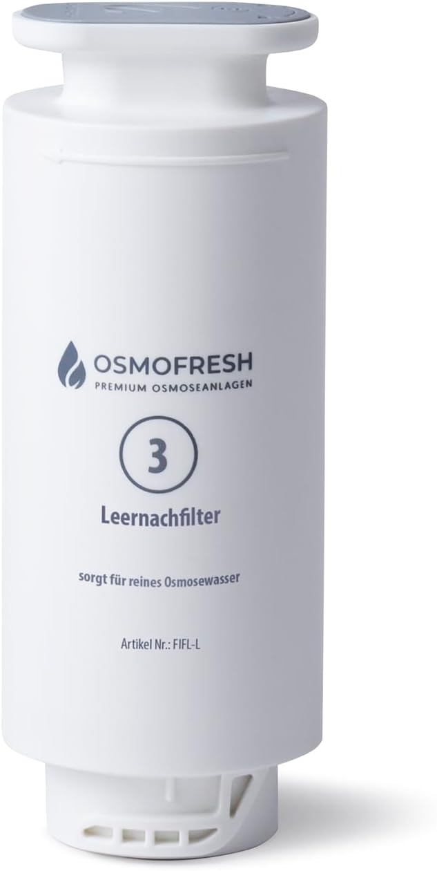 Пустой постфильтр OsmoFresh для Flow800 | Однопостный фильтр | № 3 | Для получения чистой воды, очищенной методом осмоса | Индивидуальная постминерализация | Фильтр для воды без заправки для получения чистой воды, очищенной методом осмоса | например, для аквариумов