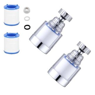 2 Filterkartuschen mit Wasserhahn-Wasserfilter, 360° Drehbarer Spültisch-Wasserhahn-Wasserfilter, Kohlewasser-Filtrations-Wasserhahn, с хлором, фторидом, Schwermetalle, hartes Wasser, für Zuhause