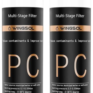 Сменный фильтр для воды WINGSOL, снижает содержание хлора, тяжелых металлов, запахов, ржавчины и осадка на 99,99%, срок службы 8000 часов и высокая пропускная способность. Совместим с WS-QC-001 / WS-QC-001(F), комплект из 2 штук.