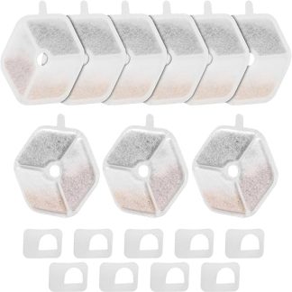 9+9 Ersatzfilter und Schwämme Set for kabellosen Haustier Trinkbrunnen, Katzen Wassertrinkfilter, Ersatz Haustierfilter