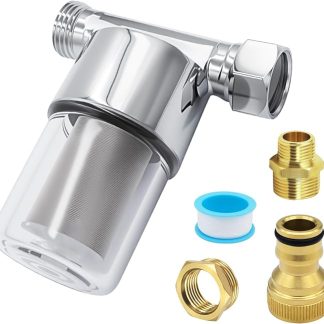 40 Mikron Waschmaschinen-Wasserfilter – проход для 1,27 см NPT и 1,9 см GHT – schützt Heizungen/Duschen und Geräte (Silber)