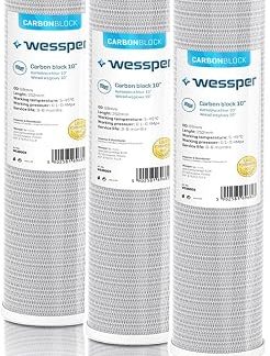 3 фильтра Wessper с активированным углем, 10 дюймов, для обратного осмоса, фильтрующий картридж из кокосового волокна, линия подачи воды и фильтрация частиц - 5 микрон