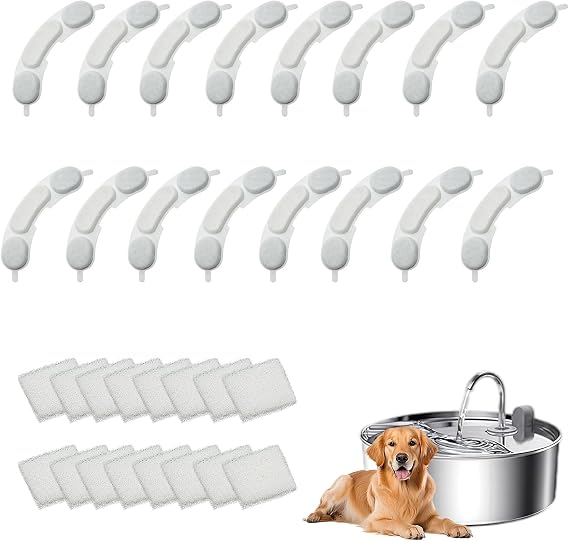 16er-Pack Ersatzfilter für Haustiere, совместимый с Smartoo 7 л/6690,5 г/1,8 г Hunde-Wasserbrunnen, Wasserbrunnenfilter für Edelstahl-Hundewasserbrunnen