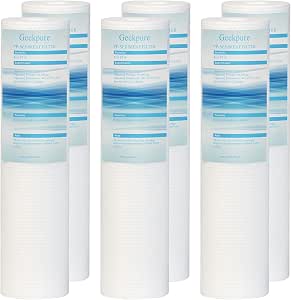 Фильтрующий картридж для воды Geekpure PP с фильтром для осадка, 2,5 x 10 дюймов, удаляет грязь, песок, ржавчину, поры 5 микрон, упаковка из 6 штук.