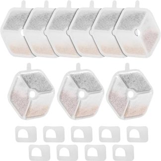 9 Packungen Filter и 9 Packungen Schwämme für kabellosen Katzenbrunnen, leiser Betrieb, Ersatzfilter für Haustiertrinkbrunnen, sicheres Trinkwasser für Haustiere