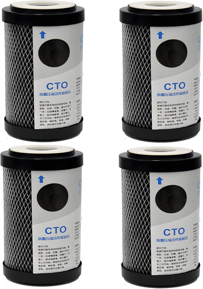 Фильтр для воды с активированным углем CTO размером 2,5 x 5 дюймов, сменный для систем обратного осмоса, автодомов и всего дома, подходит для любого корпуса диаметром 5 дюймов (комплект из 4 штук).