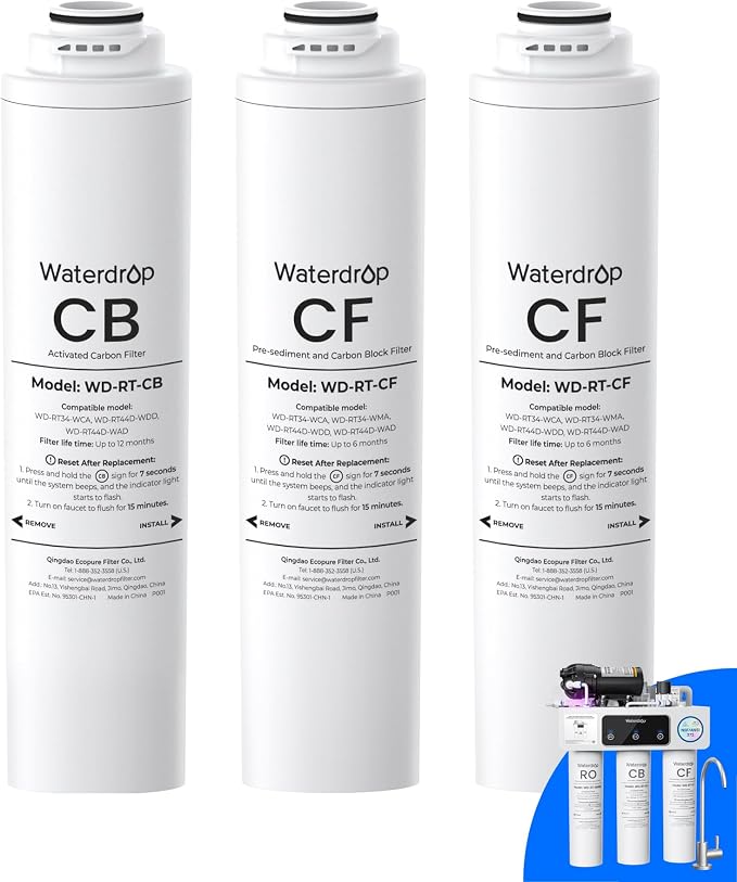 Фильтрующий комплект Waterdrop RT-2CFCB для проточной системы обратного осмоса T3-C