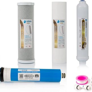 NATURE WATER PROFESSIONALS - Комплект из 5 универсальных фильтров обратного осмоса - Включает мембрану Vontron 50GPD, тефлоновый ролик, заглушку и тройник - Идеально подходит для универсальных 6-ступенчатых систем -