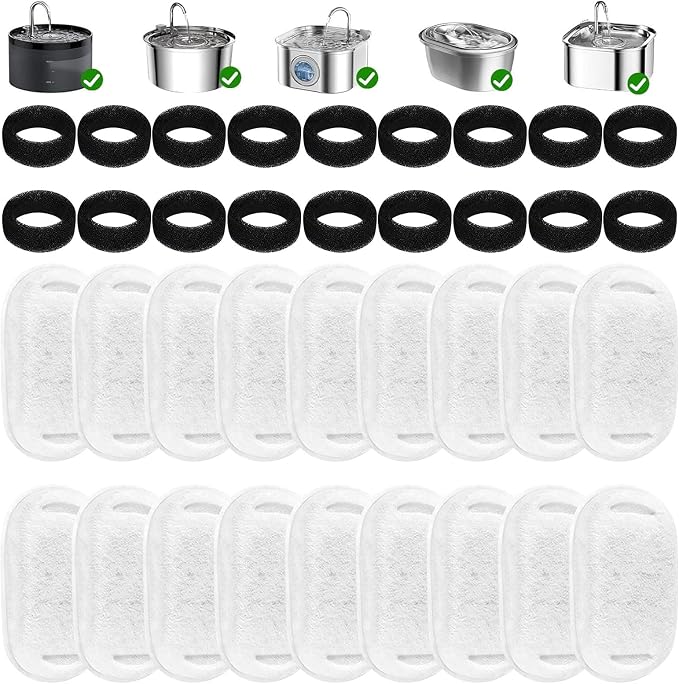 36 Ersatzfilter für Trinkbrunnen, включая Kohle und Schwammfilter, um Haustiere mit sauberem Wasser zu versorgen Brunnenfilterpaket